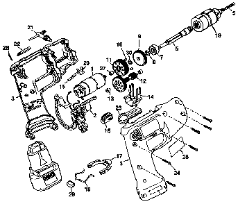 Exploded Diagram A Diagram and Parts List for 1963K-50 Type 1 Black and Decker Cordless Drill